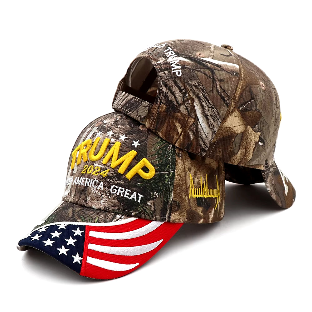 Donald Trump Hat Camouflage Cap Keep America Great MAGA Hat President 2024 American Flag USA Baseball Caps